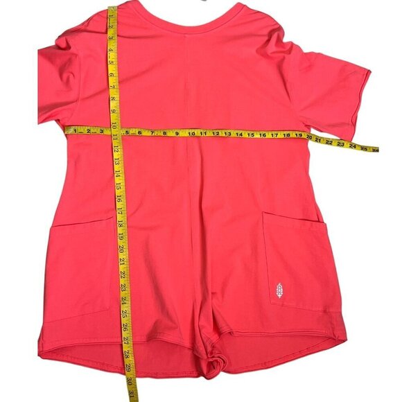 Free People Hot Shot Tee Romper Electric Sunset Coral Pink Oversized XS/S NWOT - Picture 11 of 12